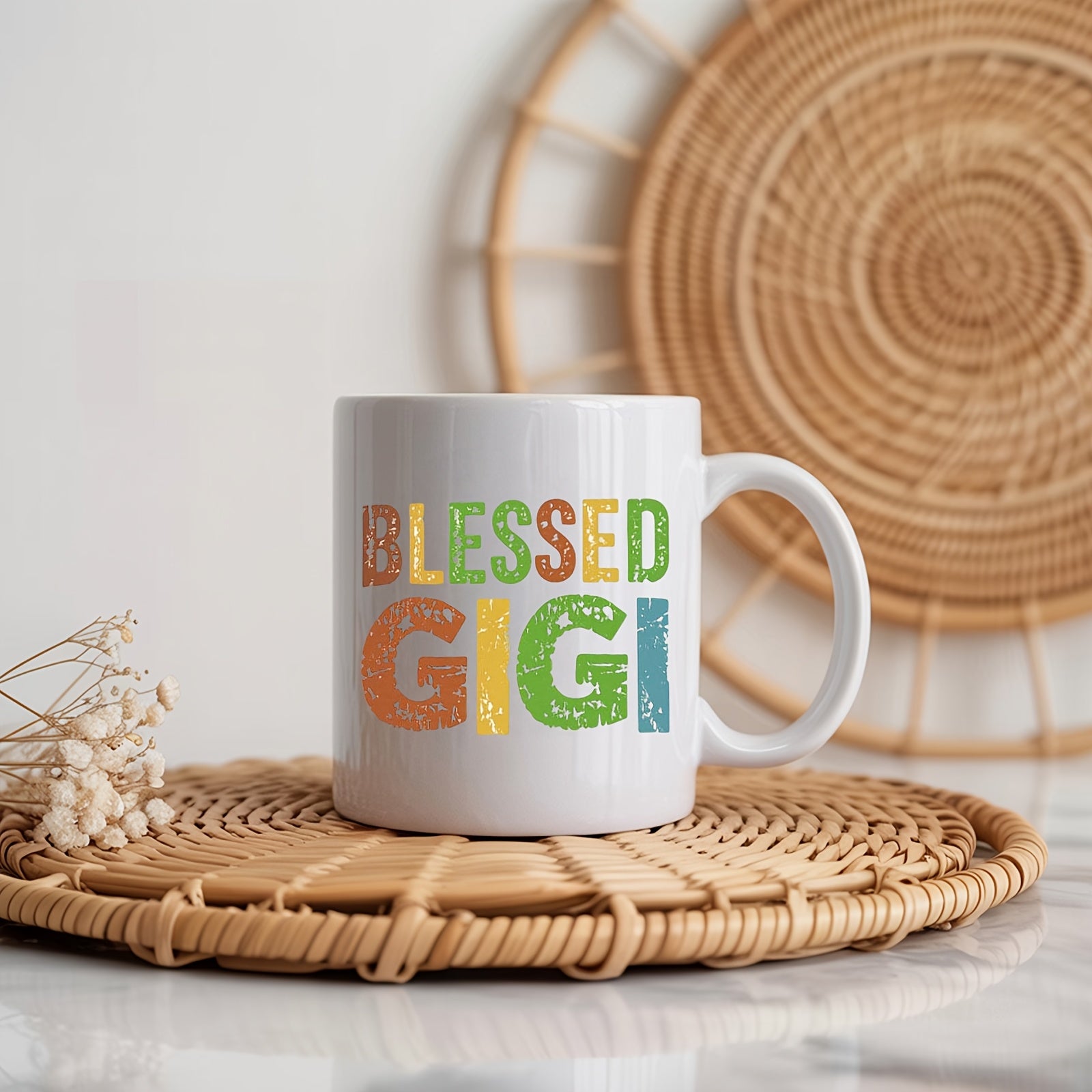 Tailorly White Ceramic 11 oz Mug - blessed text