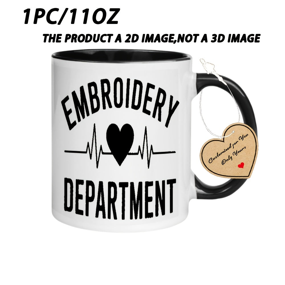 Tailorly Black Accent 11 oz Mug - Heart embroidery
