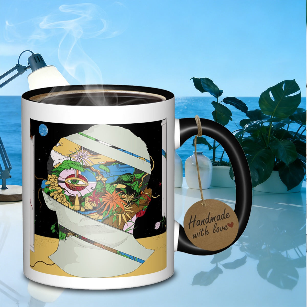 Tailorly Black Accent 11 oz Mug - floral