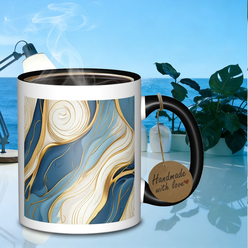 Tailorly Black Accent 11 oz Mug - swirls and flowing linesmarvelous beverage mug galaxy coffee mug suitable for daily work outdoor trips travel and