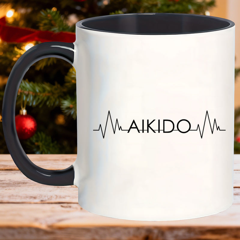 Tailorly Black Accent 11 oz Mug - heartbeat