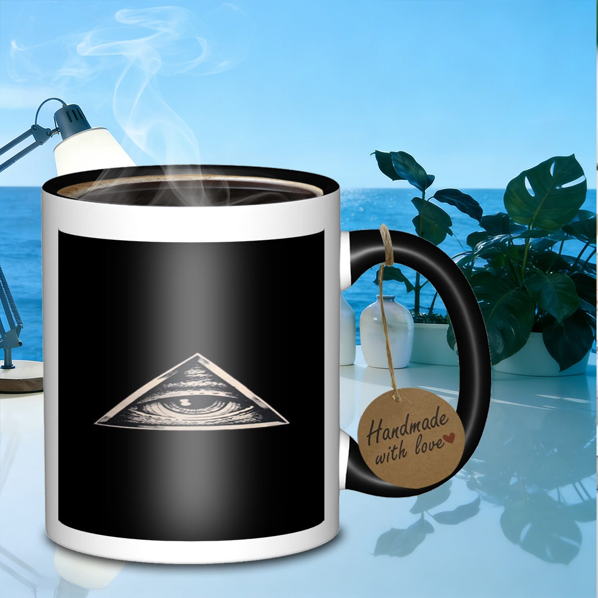 Tailorly Black Accent 11 oz Mug - eye trianglegraceful cup galaxy coffee mug ceramic suitable for daily work outdoor trips travel ideal as gift break
