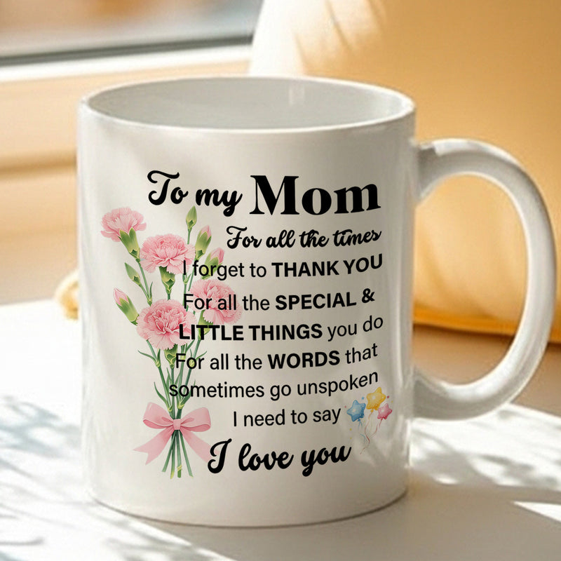 Tailorly White Ceramic 11 oz Mug - floral style for loving mothers expressing gratitude and love