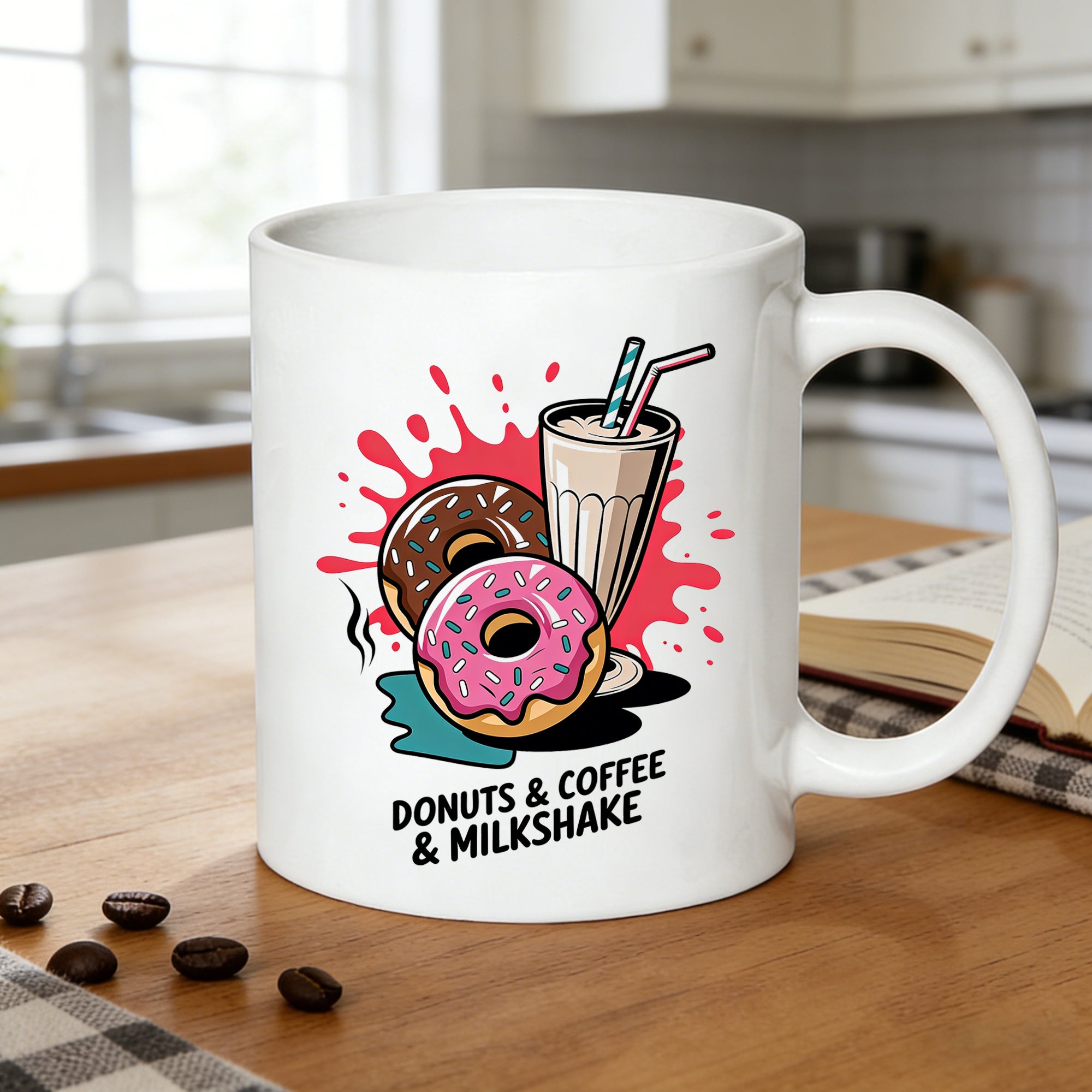 Tailorly White Ceramic 11 oz Mug - milkshake illustration