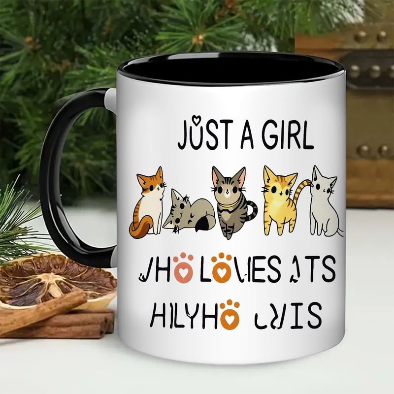 Tailorly Black Accent 11 oz Mug - cute kitten
