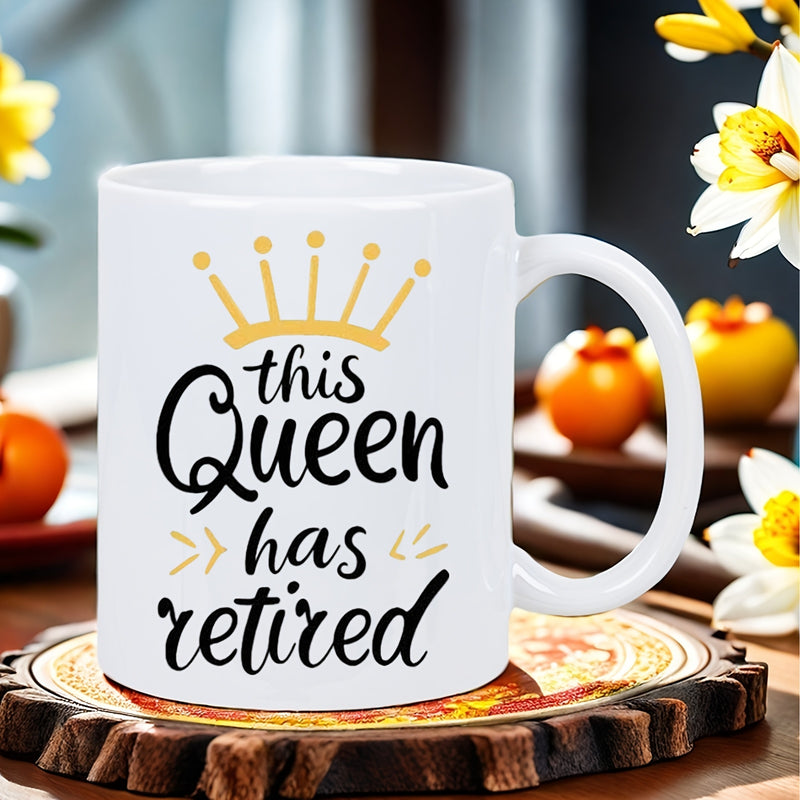 Tailorly White Ceramic 11 oz Mug - retired queen with queen portrait signature