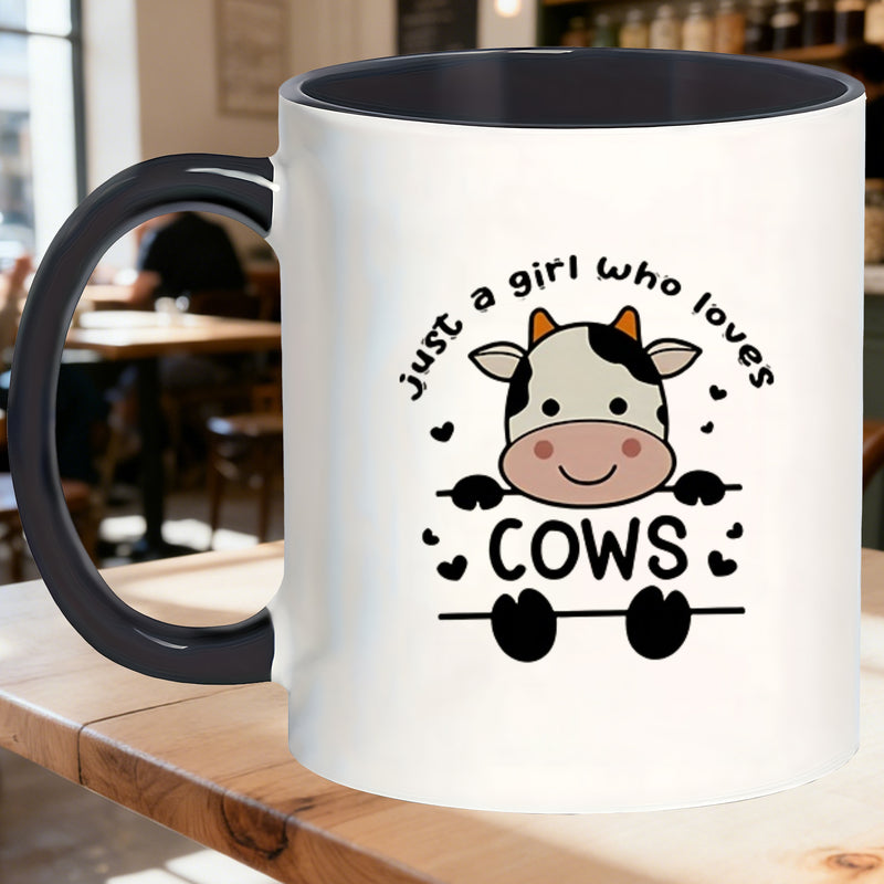 Tailorly Black Accent 11 oz Mug - cute cow design