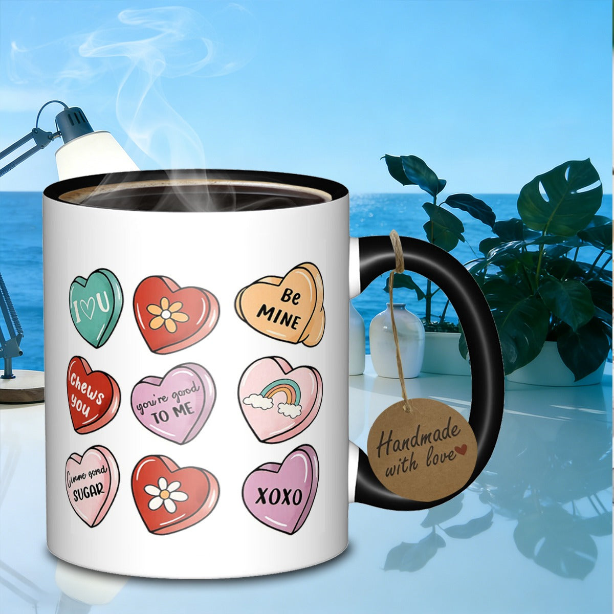 Tailorly Black Accent 11 oz Mug - sweetheart candy messages