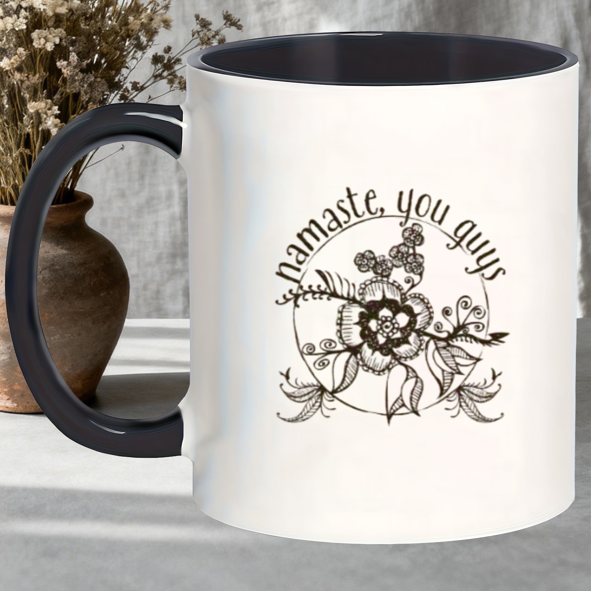 Tailorly Black Accent 11 oz Mug - practical easy clean microwave safe soup mugs for holiday cider juice_655297a2a01542cbb964d7b4be6d6d85