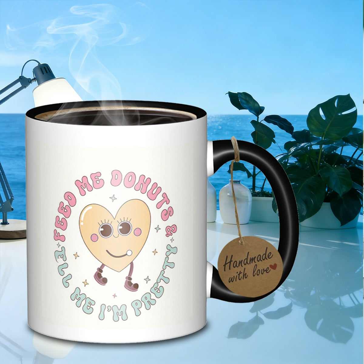 Tailorly Black Accent 11 oz Mug - character textdurable polished drinkware galaxy mug ceramic suitable for daily work outdoor trips travel ideal as gift