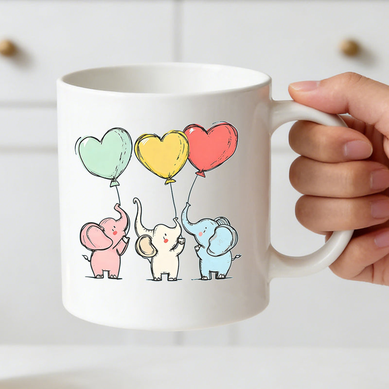 Tailorly White Ceramic 11 oz Mug - cute balloons