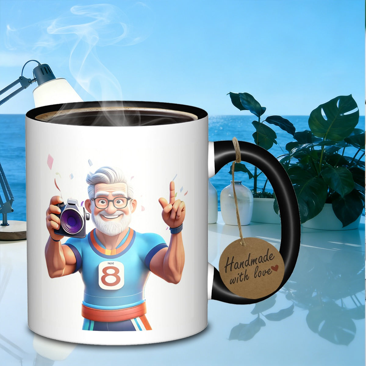 Tailorly Black Accent 11 oz Mug - cartoon photographer celebrationexperts