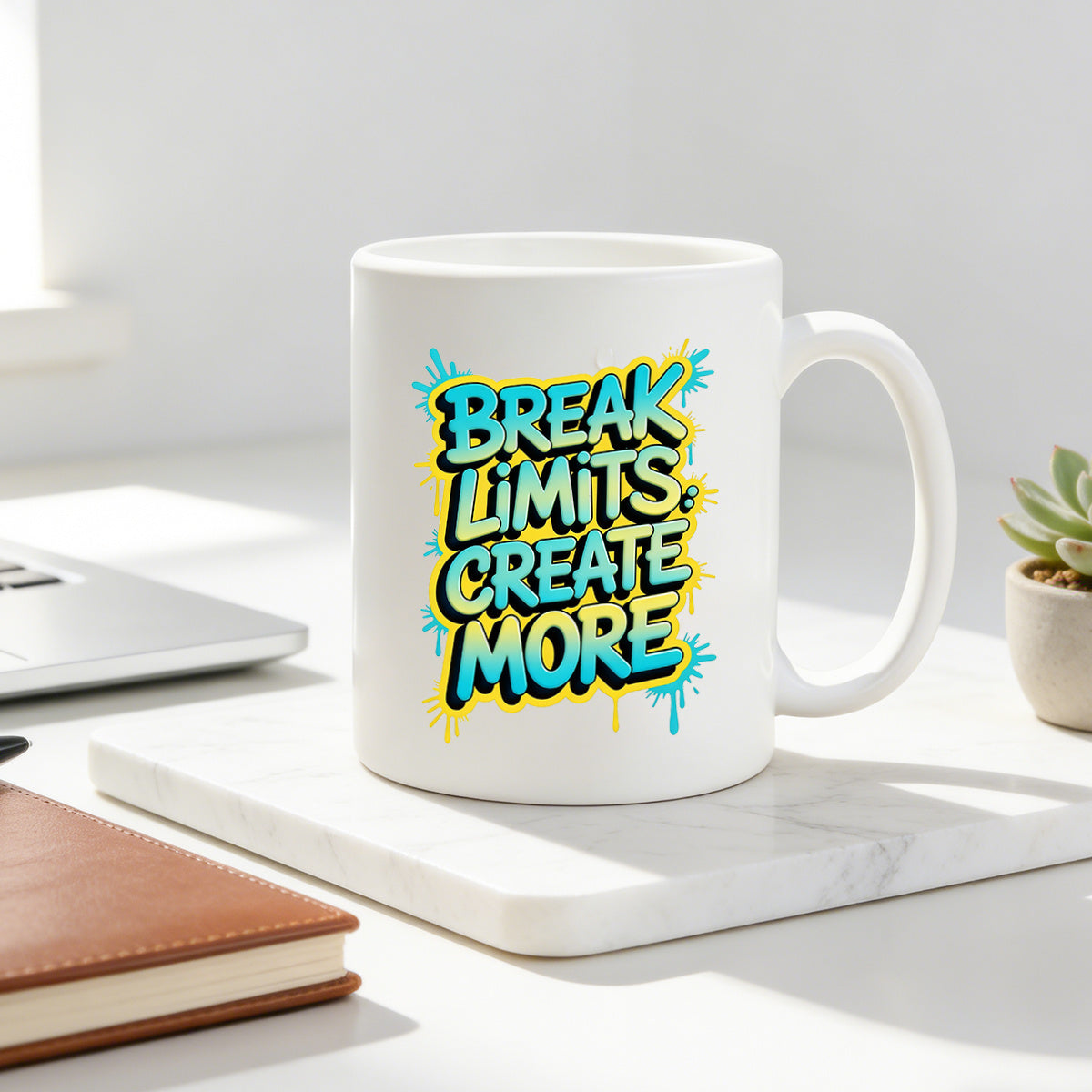 Tailorly White Ceramic 11 oz Mug - motivational graffiti style text