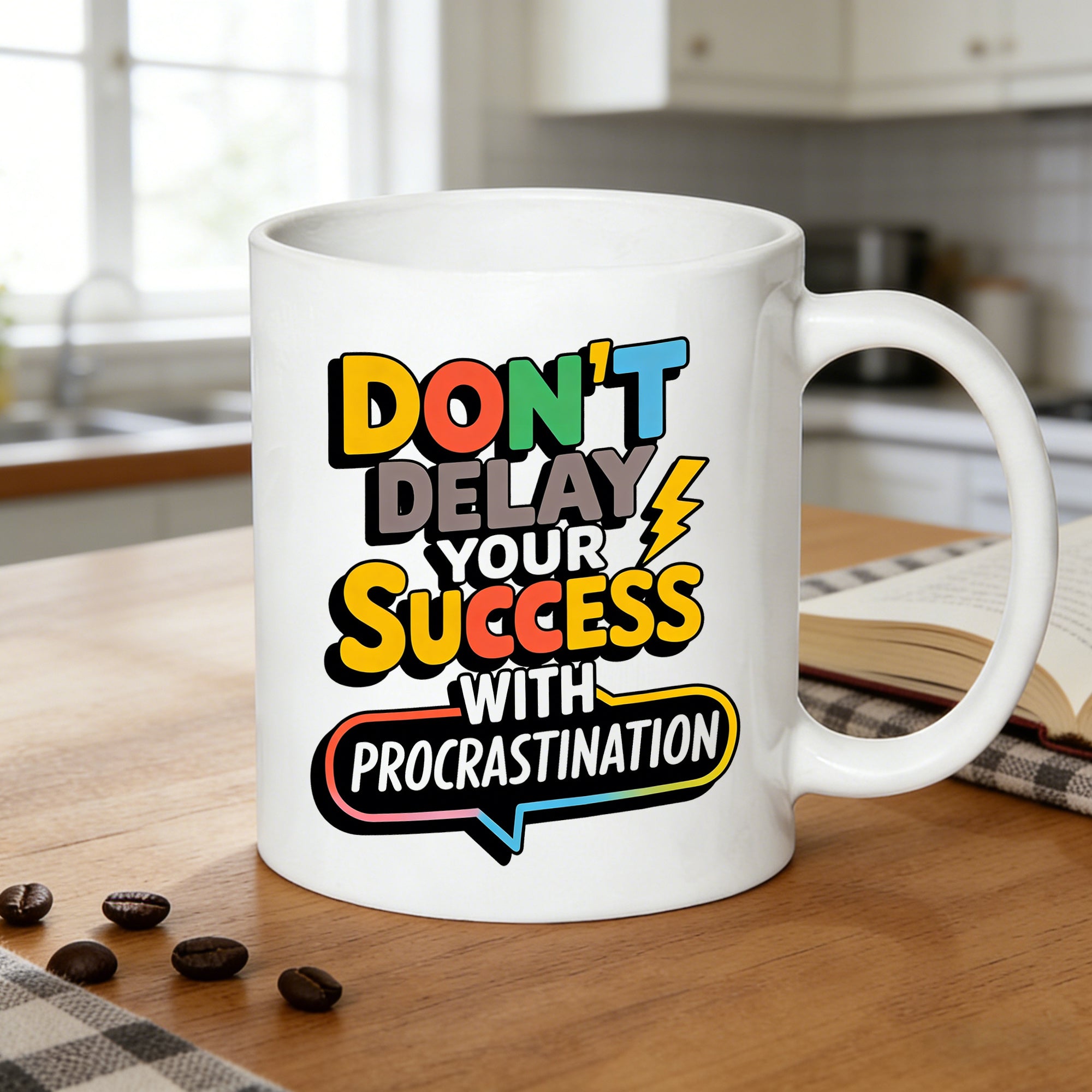 Tailorly White Ceramic 11 oz Mug - strong anti procrastination message
