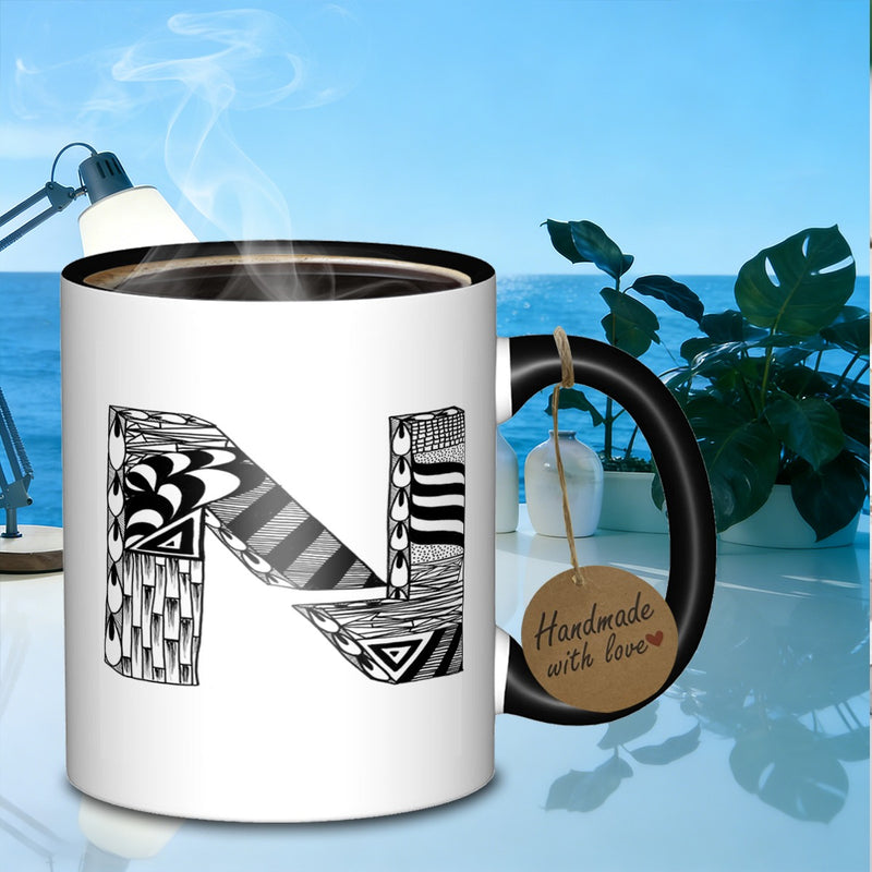 Tailorly Black Accent 11 oz Mug - patterns of n a sturdy and sleek mug for everyday use work travel and can serve as a thoughtful