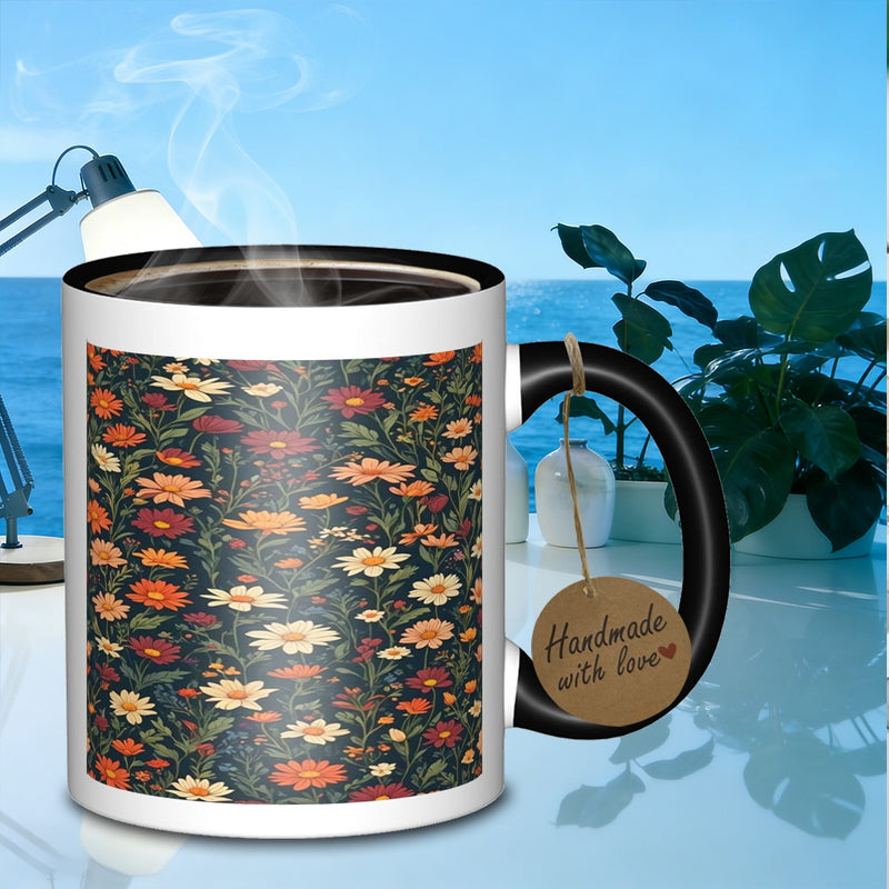 Tailorly Black Accent 11 oz Mug - floral
