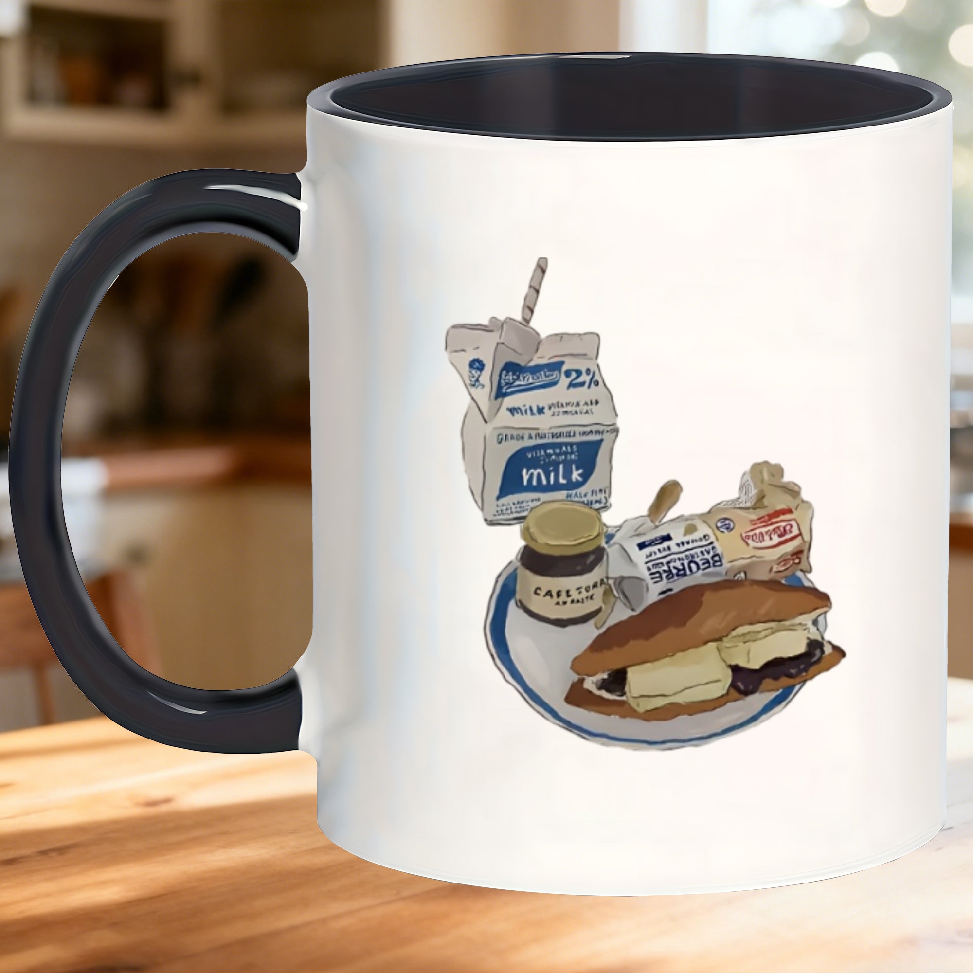 Tailorly Black Accent 11 oz Mug - breakfast theme
