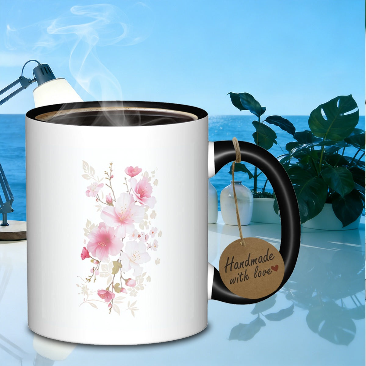 Tailorly Black Accent 11 oz Mug - floral