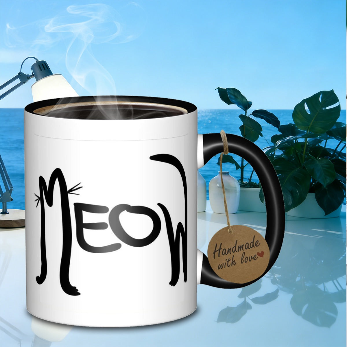 Tailorly Black Accent 11 oz Mug - cat lettering awesome