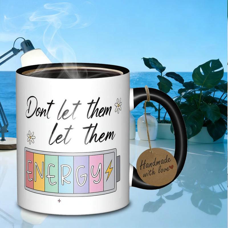 Tailorly Black Accent 11 oz Mug - dont battery power textsubtle