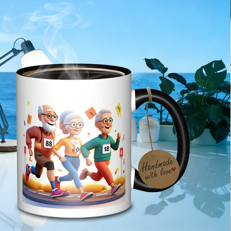 Tailorly Black Accent 11 oz Mug - senior citizens marathonengineers text