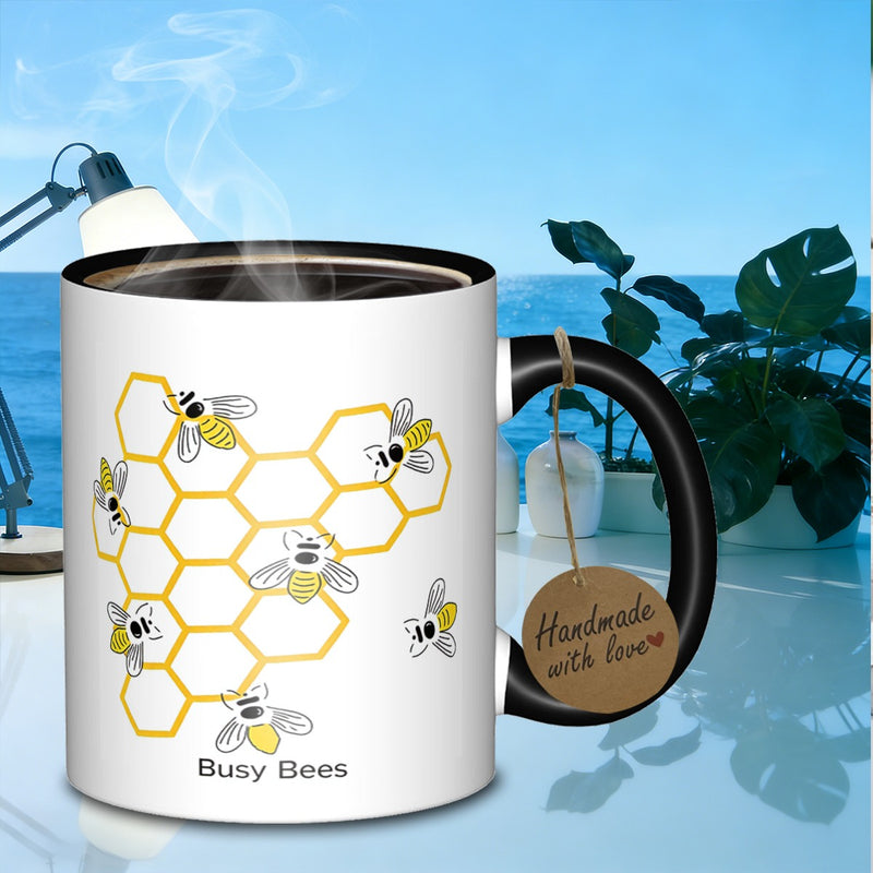 Tailorly Black Accent 11 oz Mug - honeycomb and bee managers design