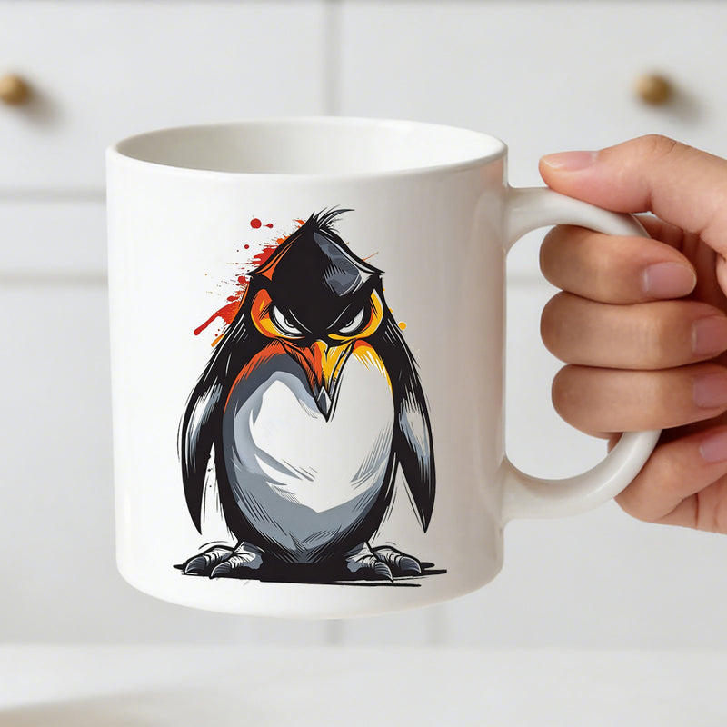 Tailorly White Ceramic 11 oz Mug - penguin