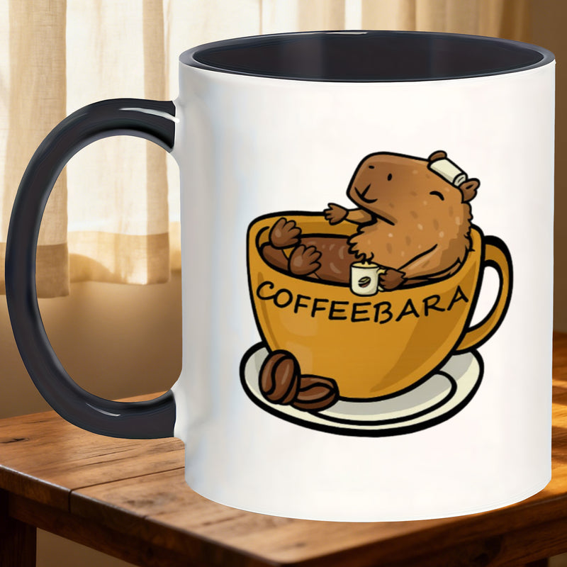 Tailorly Black Accent 11 oz Mug - capybara illustration