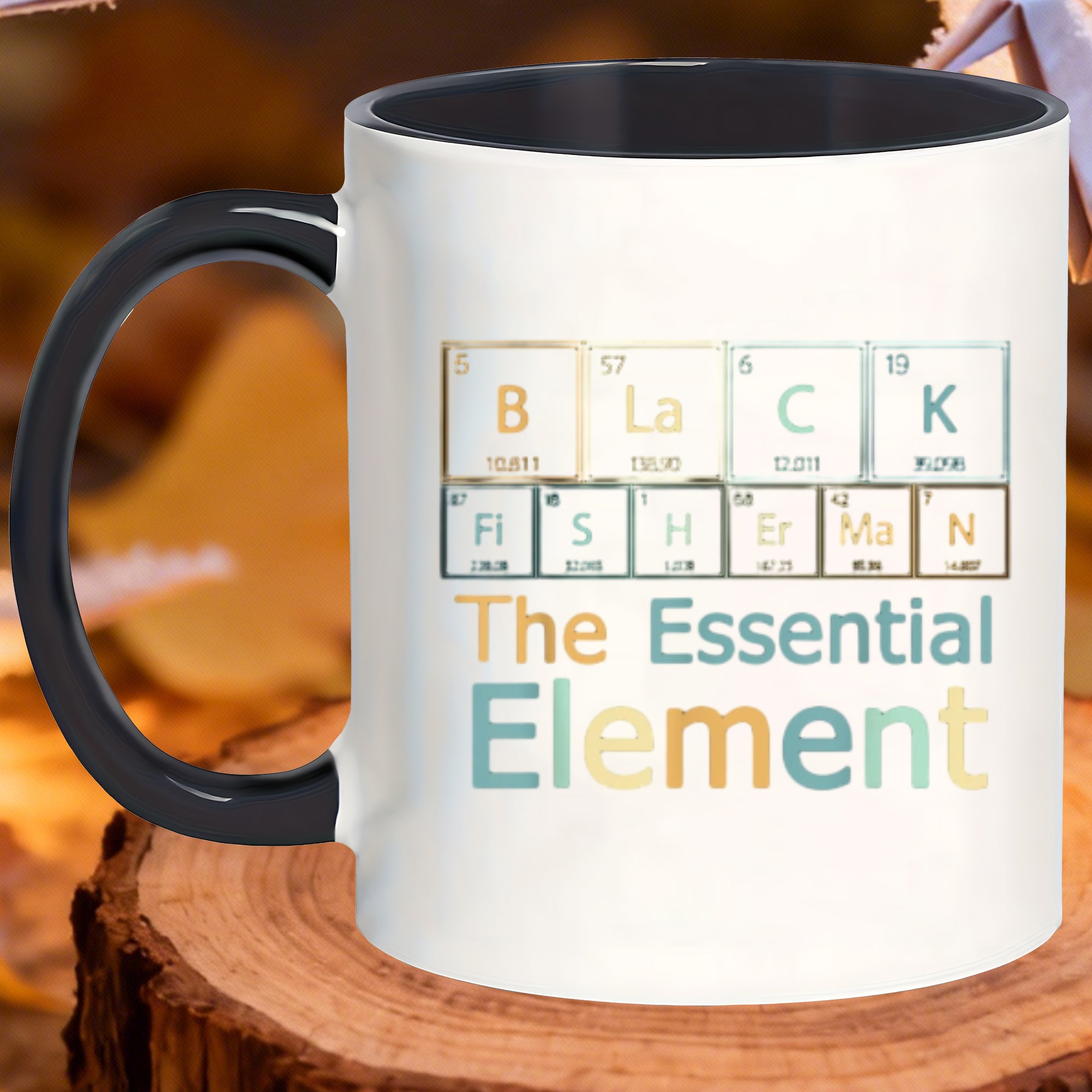 Tailorly Black Accent 11 oz Mug - periodic table of elements