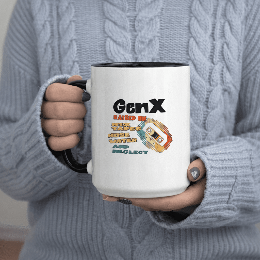 Tailorly Black Accent 11 oz Mug - Retro Cassette Tape