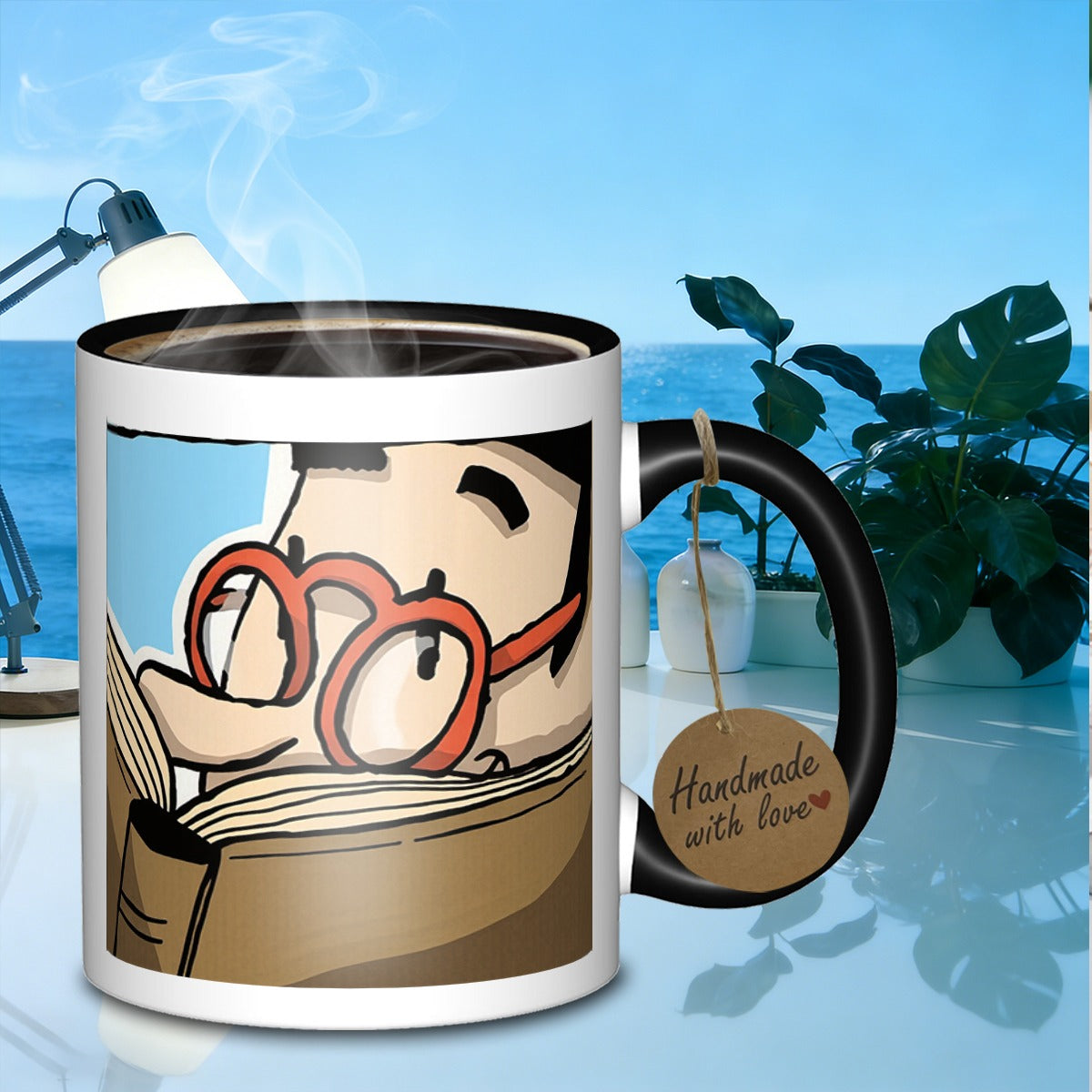 Tailorly Black Accent 11 oz Mug - person reading book