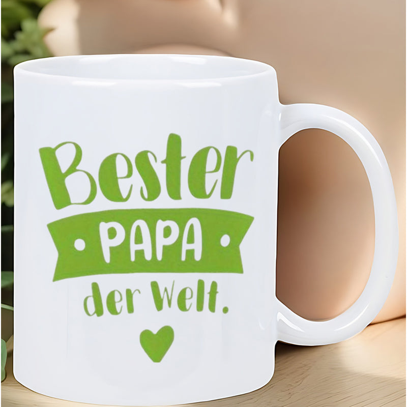 Tailorly White Ceramic 11 oz Mug - 1pc Durable Drinkware Sports Themed CupBest Papa Der Welt Ceramic Mug Compatible for Dad - White & Tea Cup with