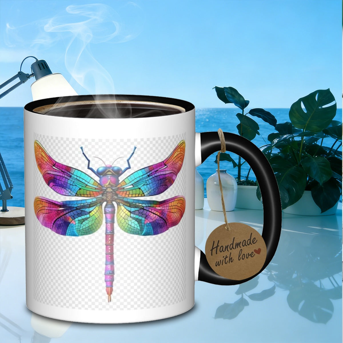 Tailorly Black Accent 11 oz Mug - dragonfly insect