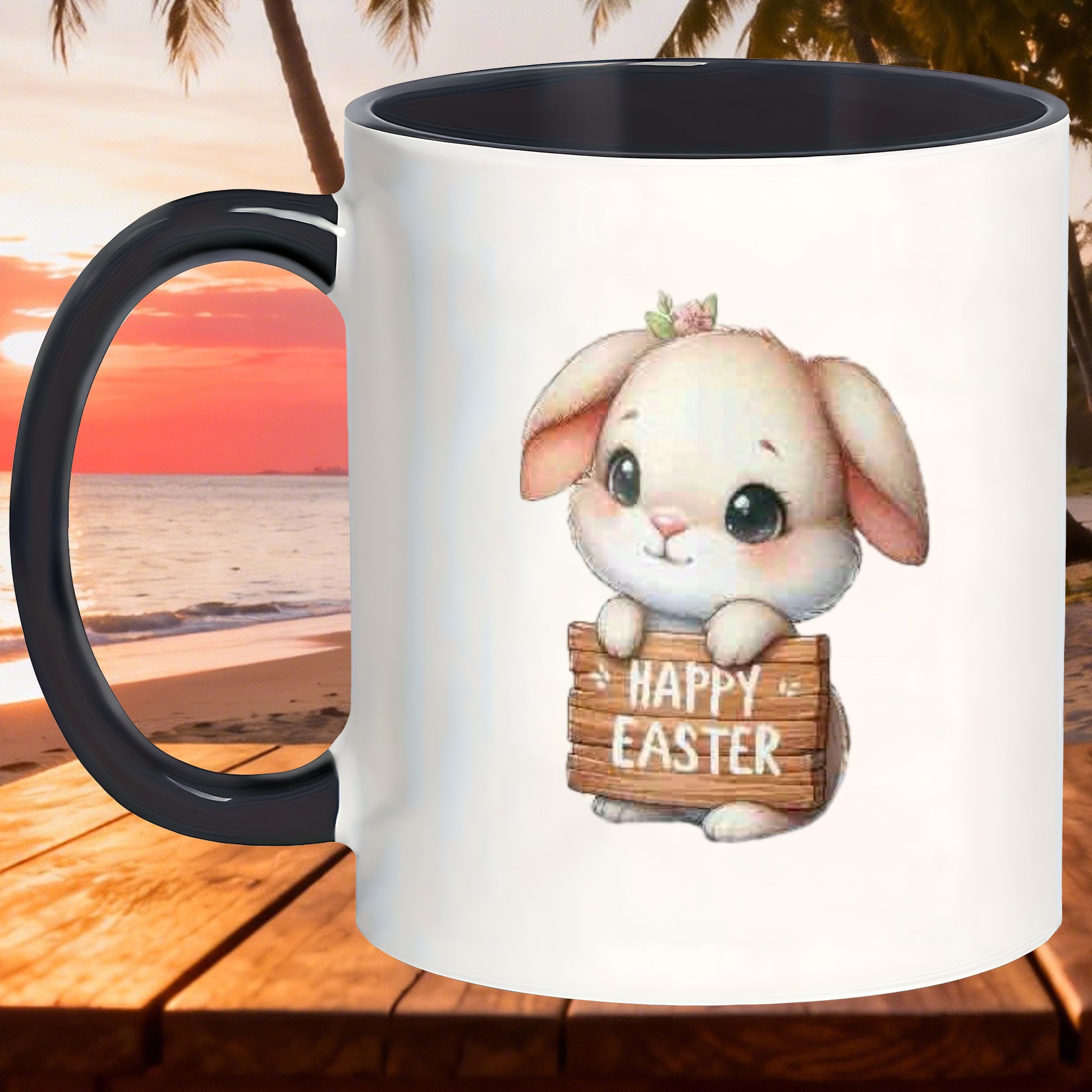 Tailorly Black Accent 11 oz Mug - reusable drinkware sturdy porcelain insulated mugs for christmas thanksgiving valentines kitchen