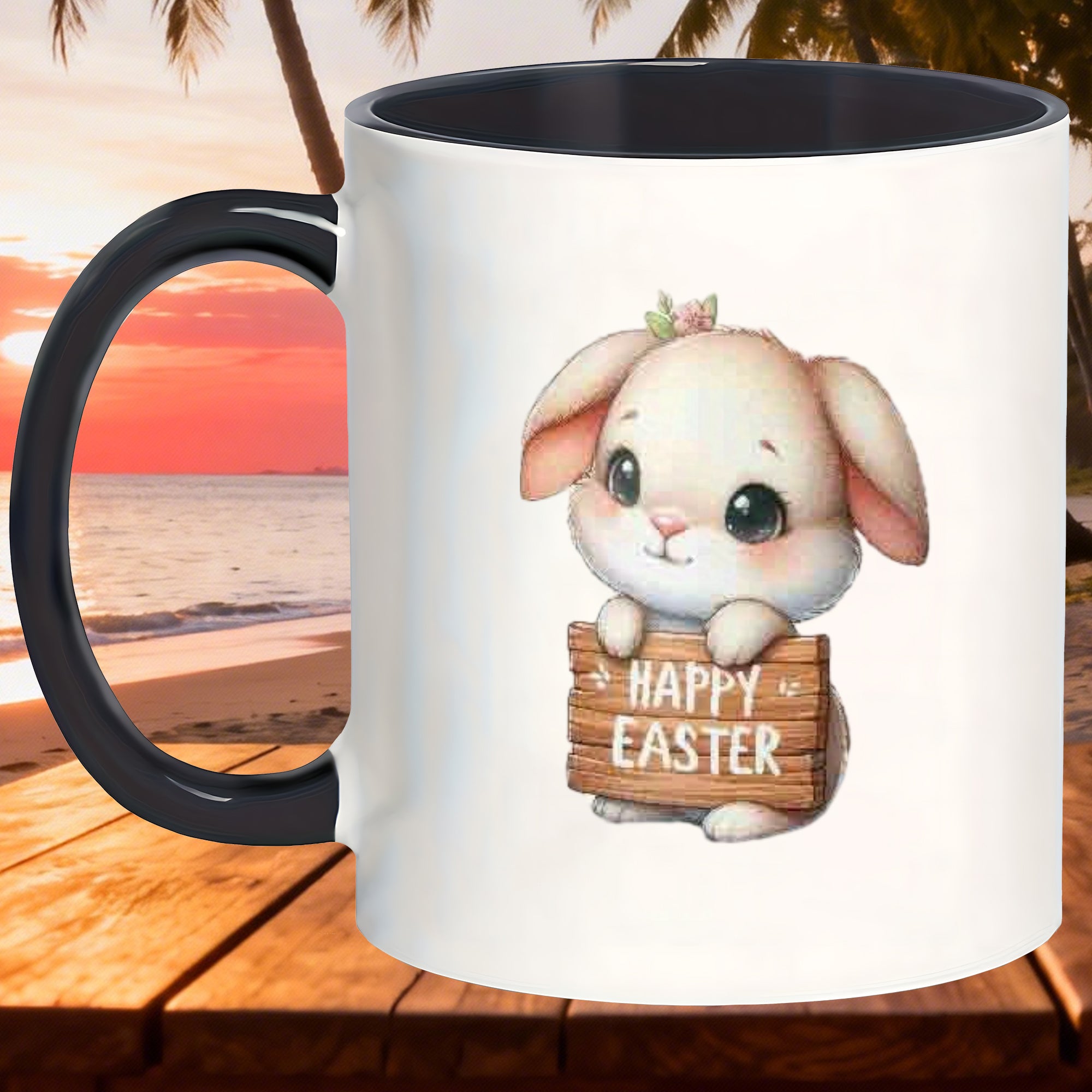 Tailorly Black Accent 11 oz Mug - reusable drinkware sturdy porcelain insulated mugs for christmas thanksgiving valentines kitchen