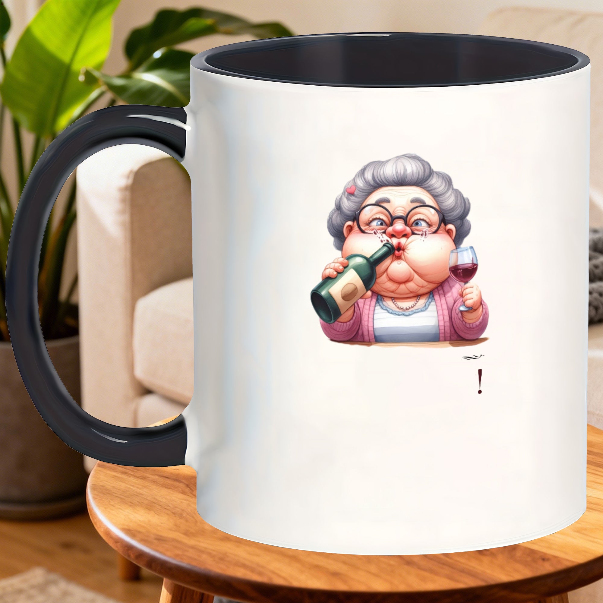 Tailorly Black Accent 11 oz Mug - crazy old grandma heat transfer design