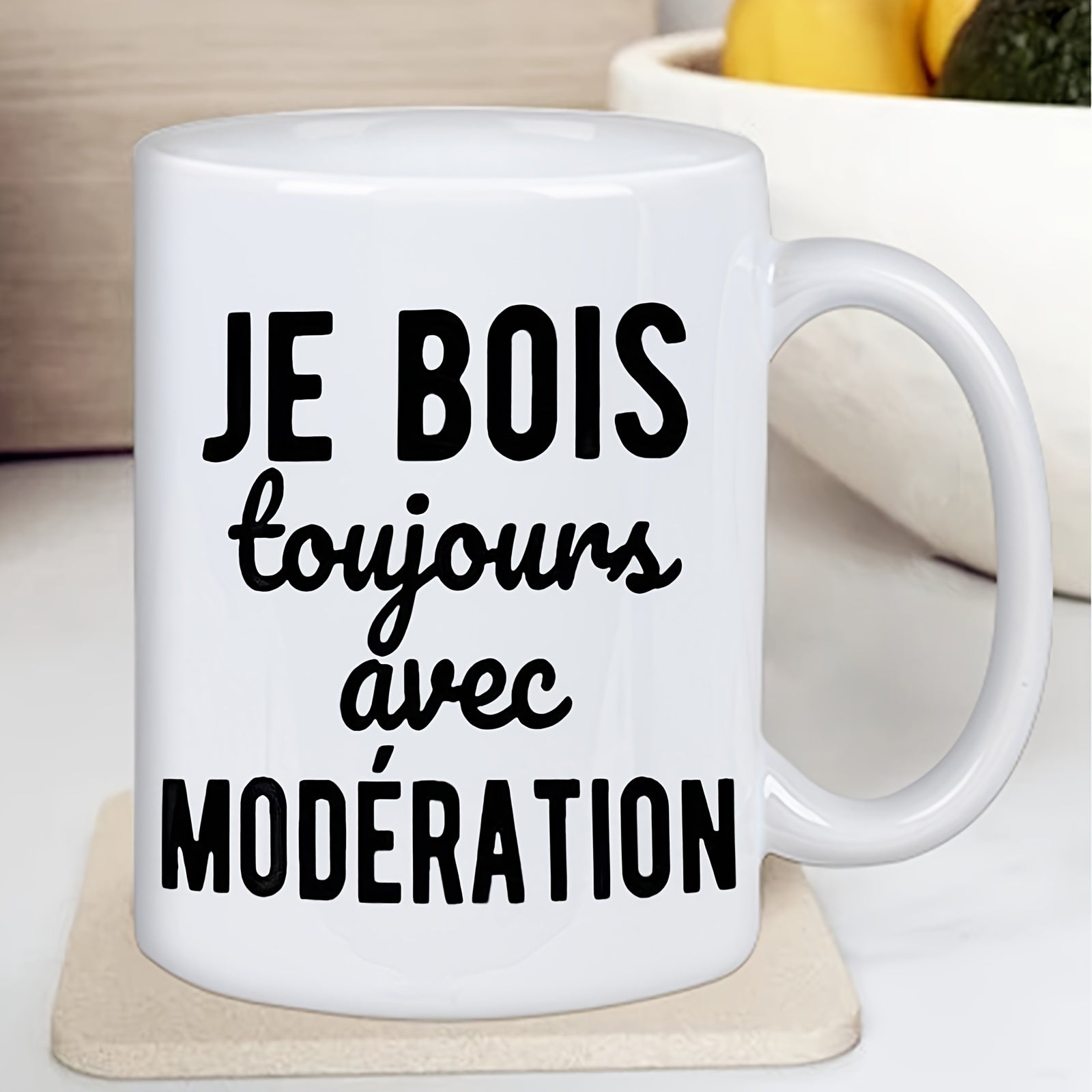 Tailorly White Ceramic 11 oz Mug - 1pc french motivational ceramic mug stylish printed novelty dishwasher safe insulated reusable hand wash only