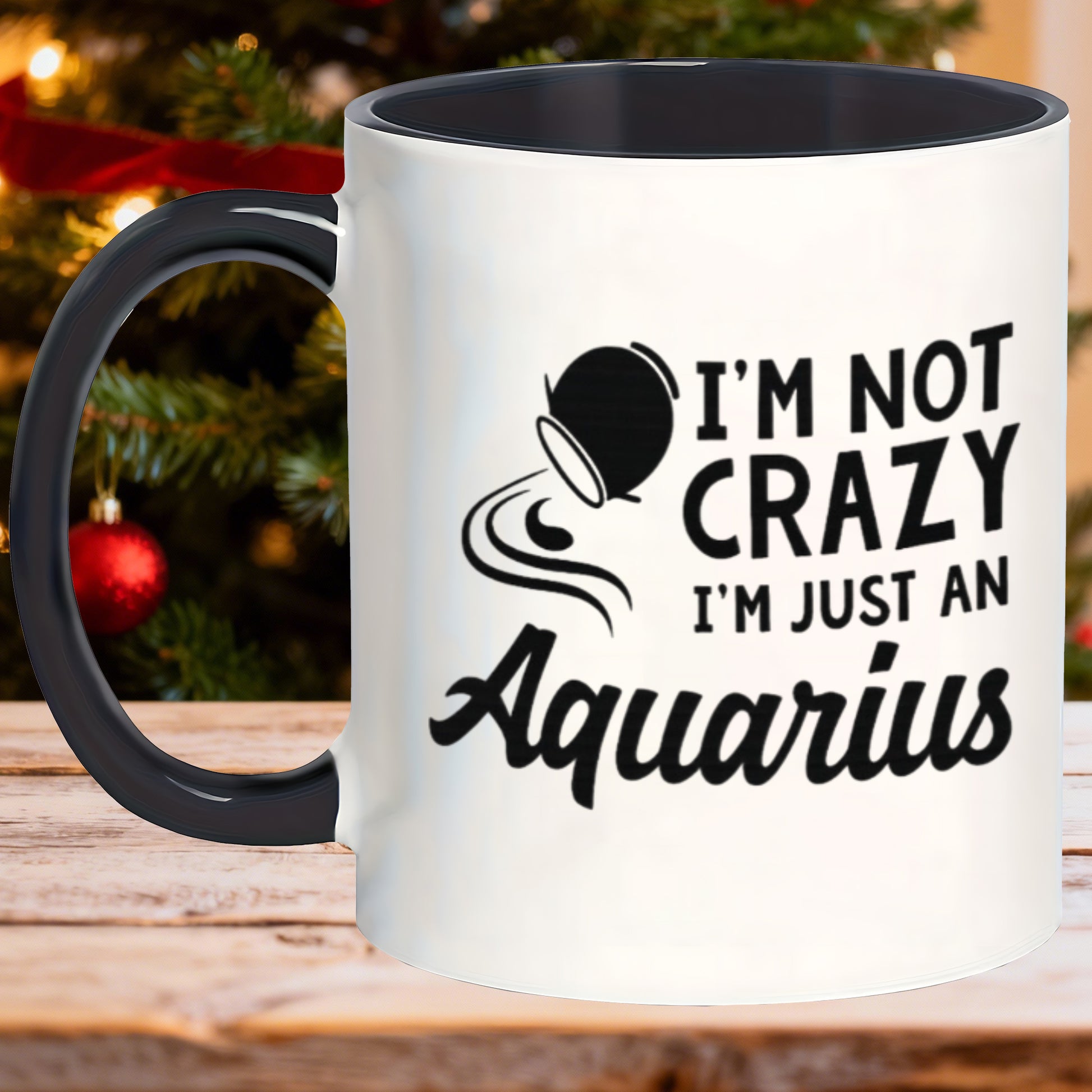 Tailorly Black Accent 11 oz Mug - aquarius symbol