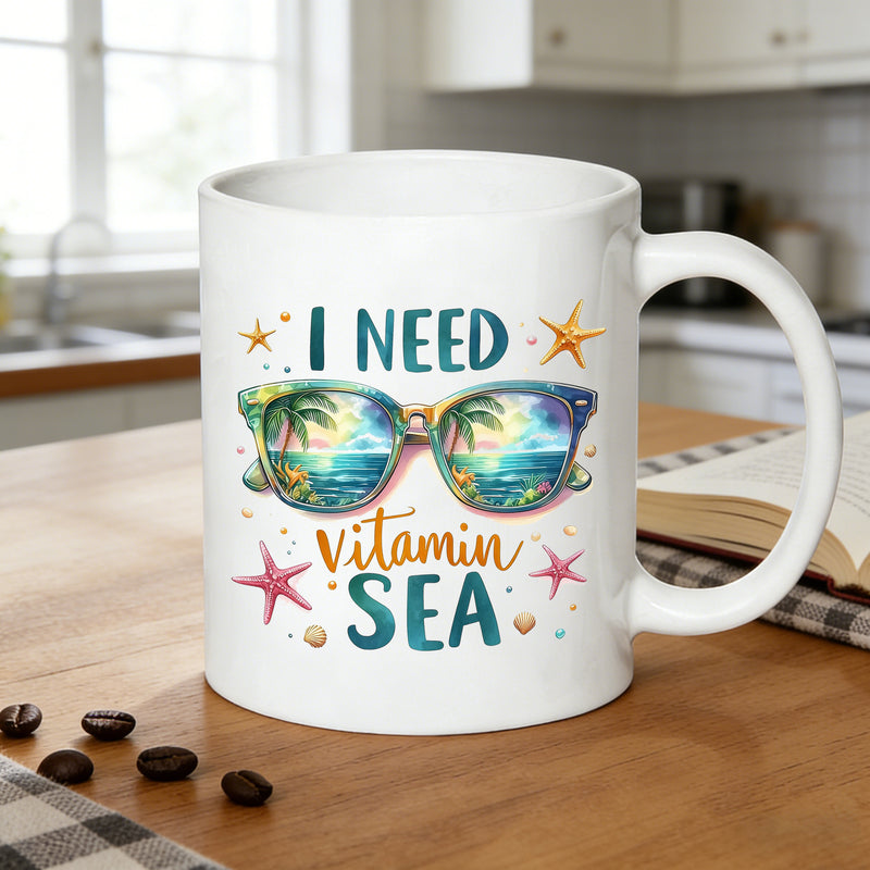 Tailorly White Ceramic 11 oz Mug - beach fashion glasses design tropical