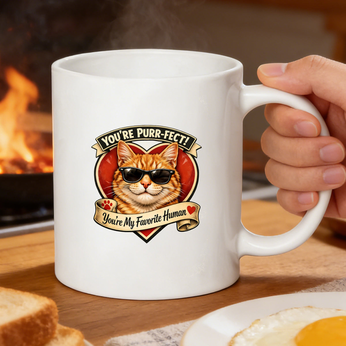 Tailorly White Ceramic 11 oz Mug - rooster wearing glasses