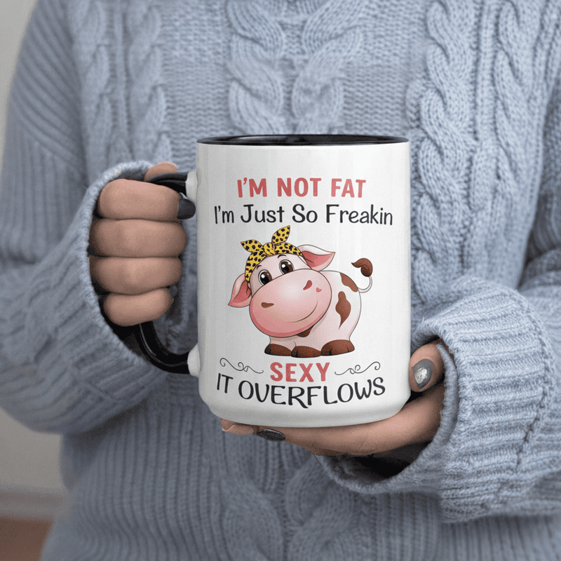 Tailorly Black Accent 11 oz Mug - Cute Cow