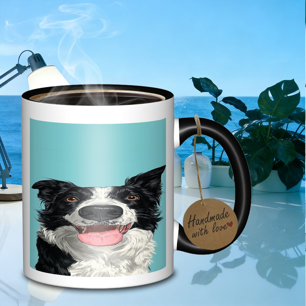 Tailorly Black Accent 11 oz Mug - border collie portrait
