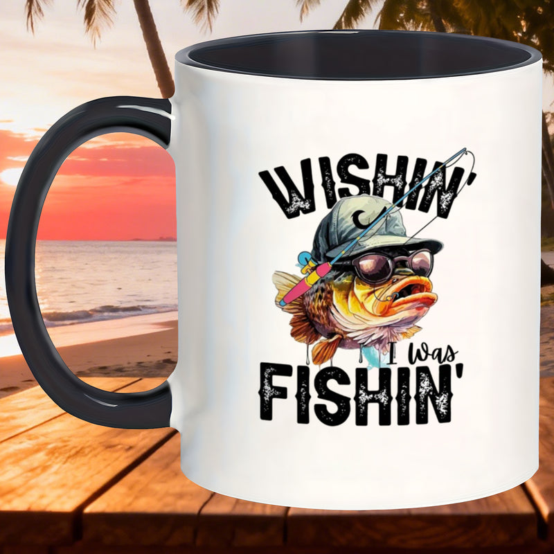 Tailorly Black Accent 11 oz Mug - fishing themed mugs christmas thanksgiving valentines use kitchen and parties_62727e21617647339a1e6ec9ec753322