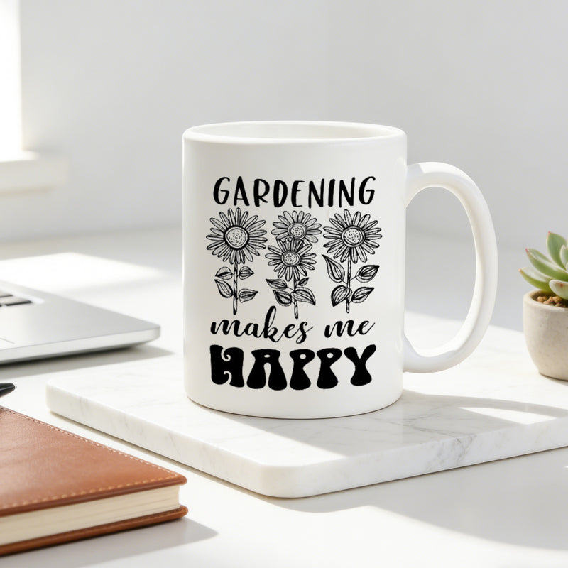 Tailorly White Ceramic 11 oz Mug - sunflower floral graphic
