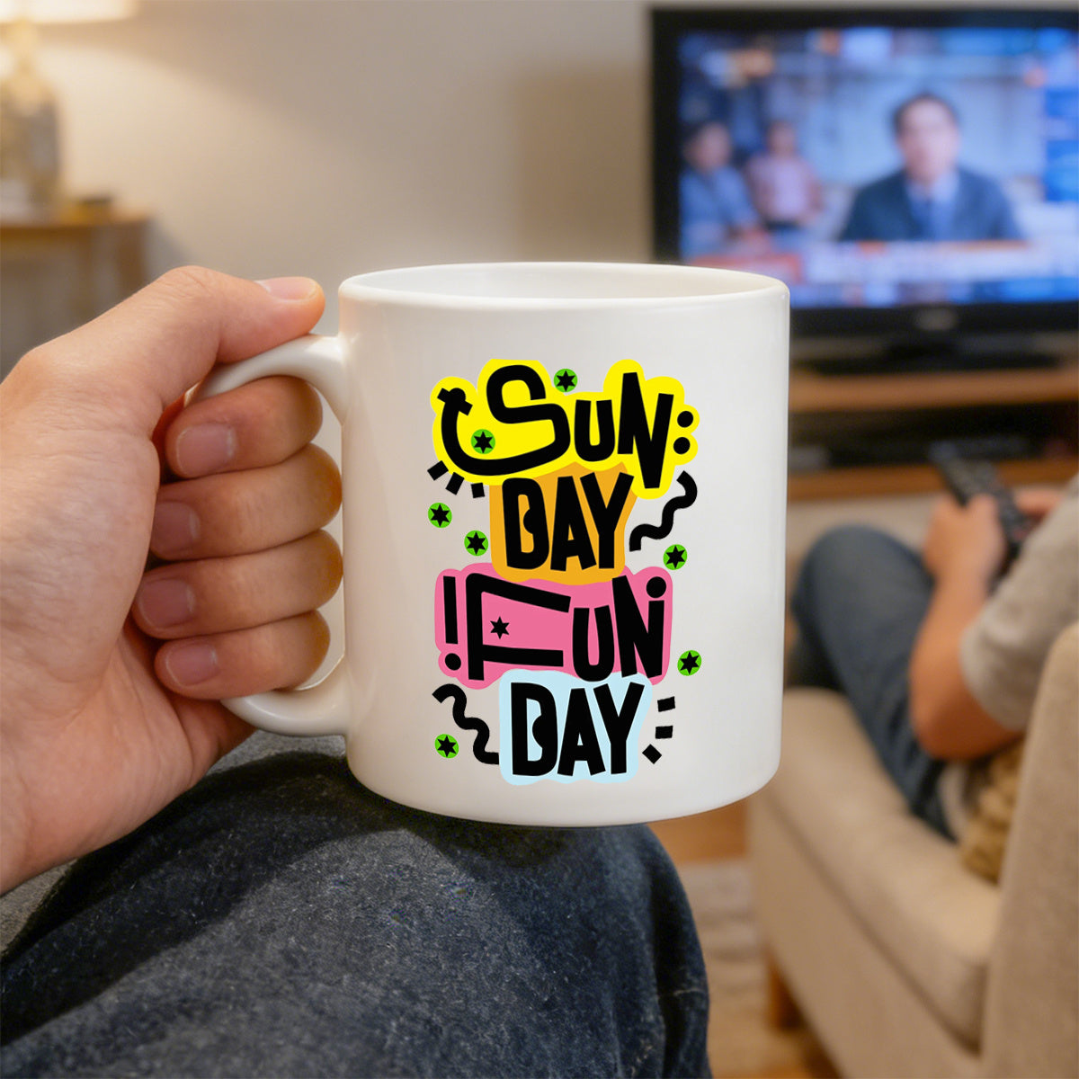 Tailorly White Ceramic 11 oz Mug - 11oz sunday vibrant coffee mug fun retro style graphic cup perfect gift for weekend enthusiasts party attendees