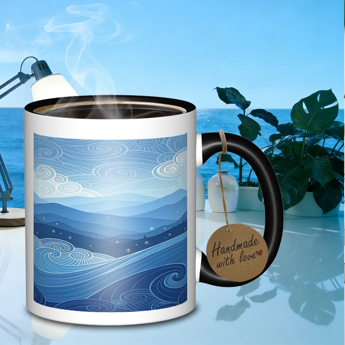 Tailorly Black Accent 11 oz Mug - mountain landscape