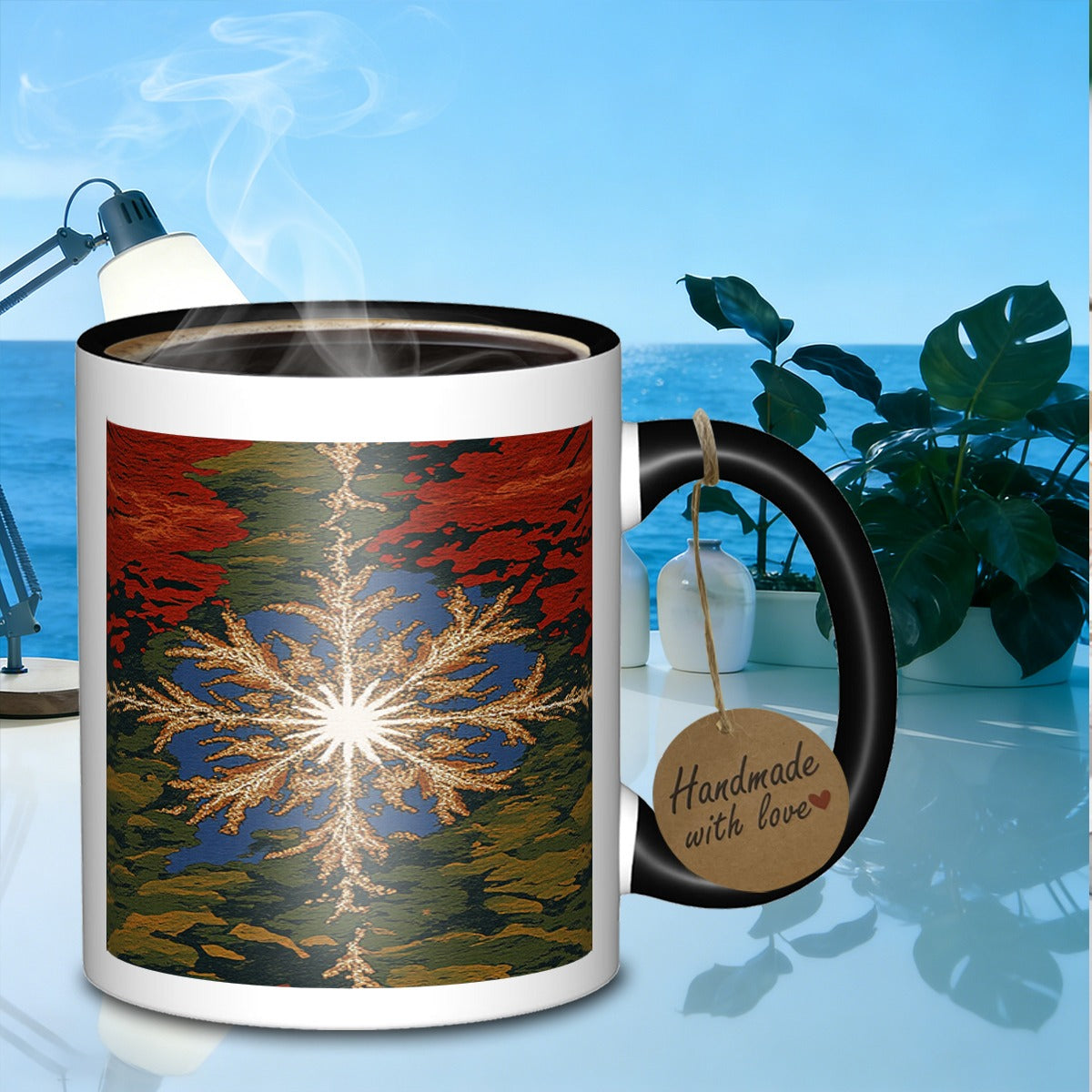 Tailorly Black Accent 11 oz Mug - nature pattern