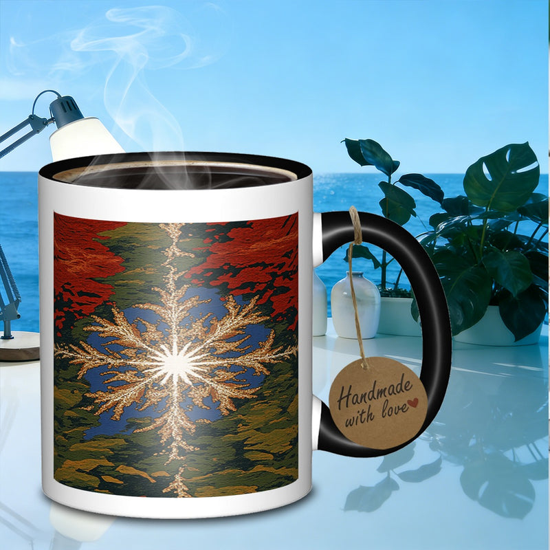 Tailorly Black Accent 11 oz Mug - nature pattern
