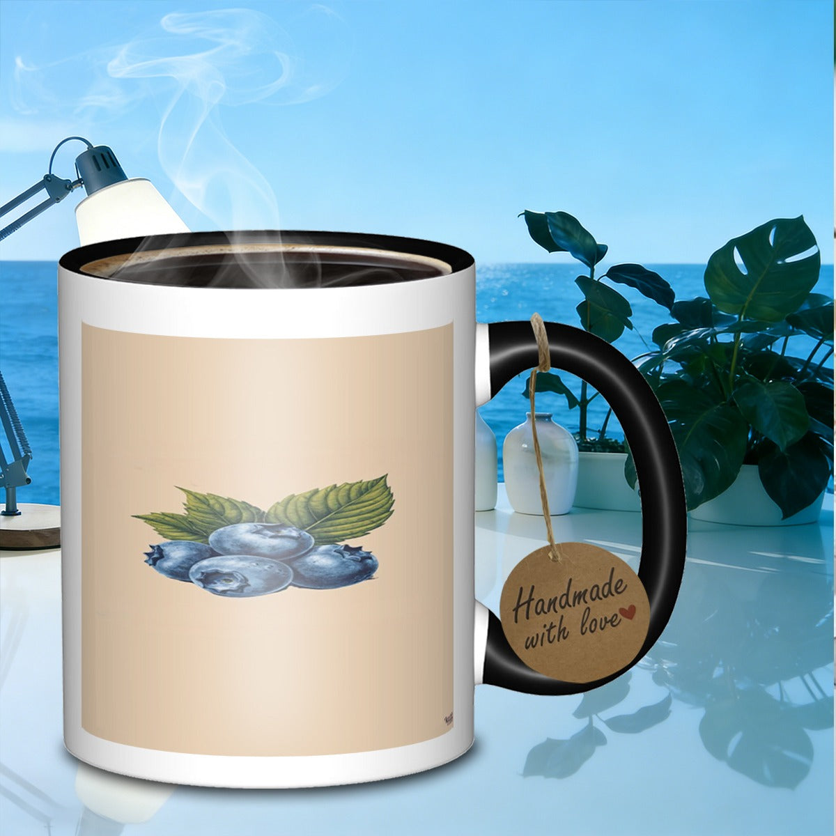 Tailorly Black Accent 11 oz Mug - green leaves