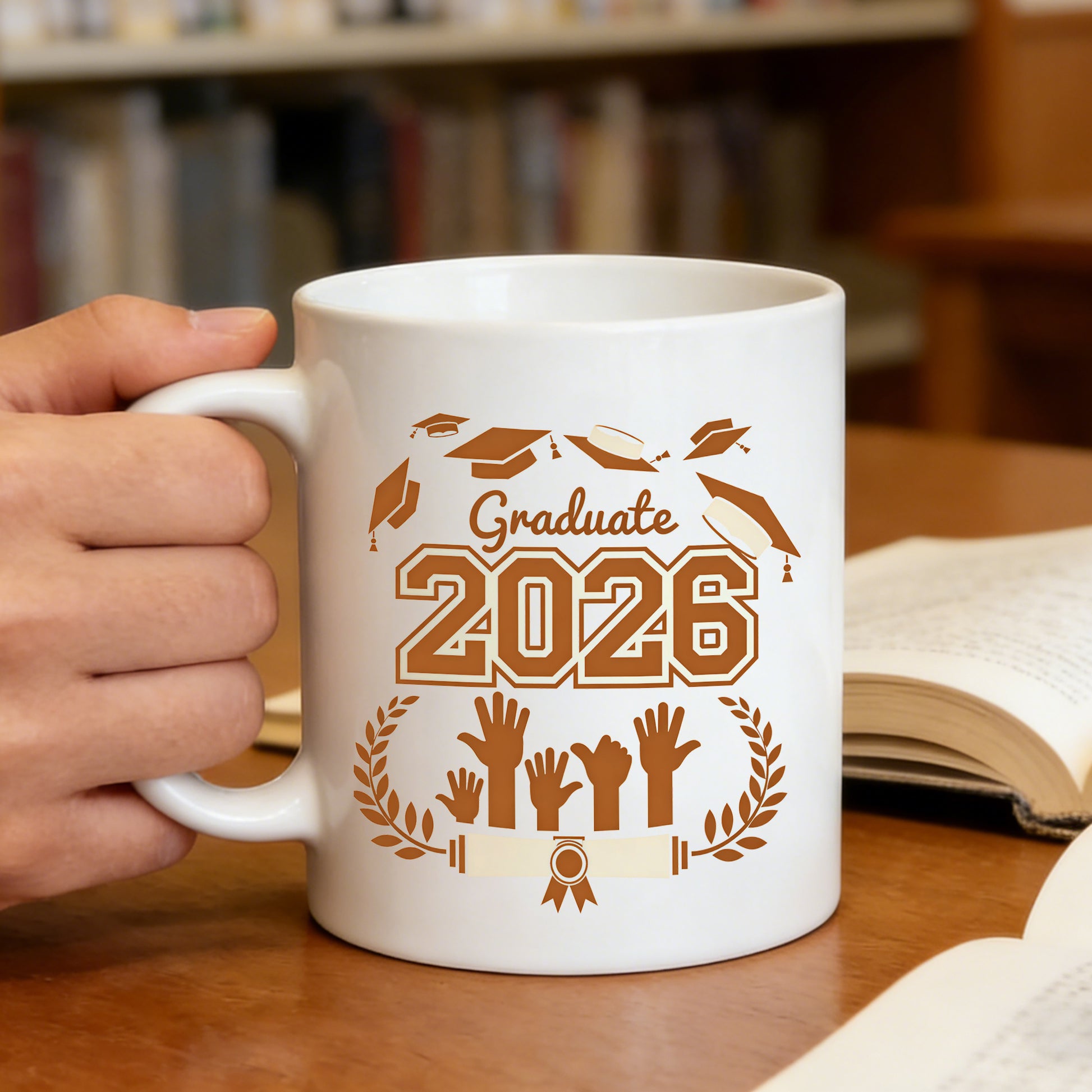 Tailorly White Ceramic 11 oz Mug - wreath design